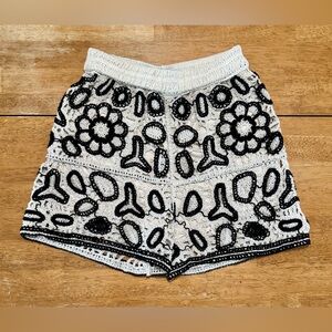 Rebellion Black and White Crochet High Waist Shorts